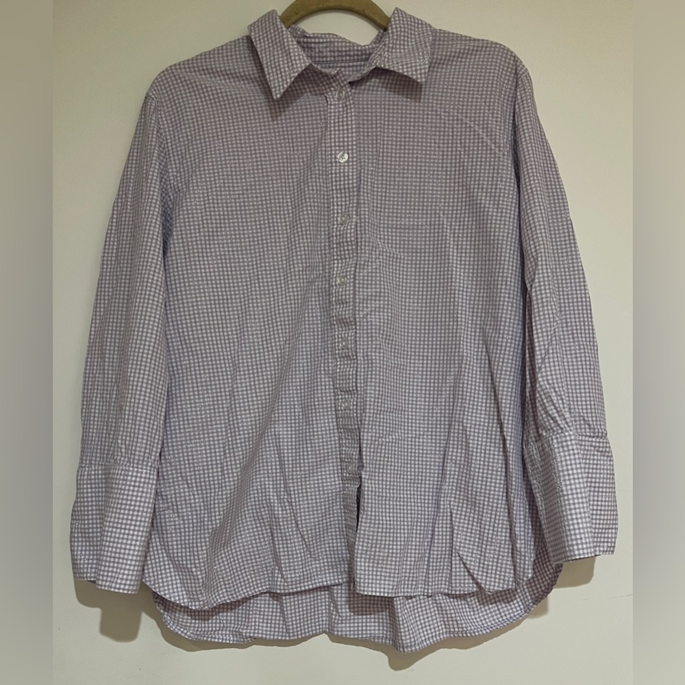 Women’s Kasper Casual Checkered Shirt - Lavender and White